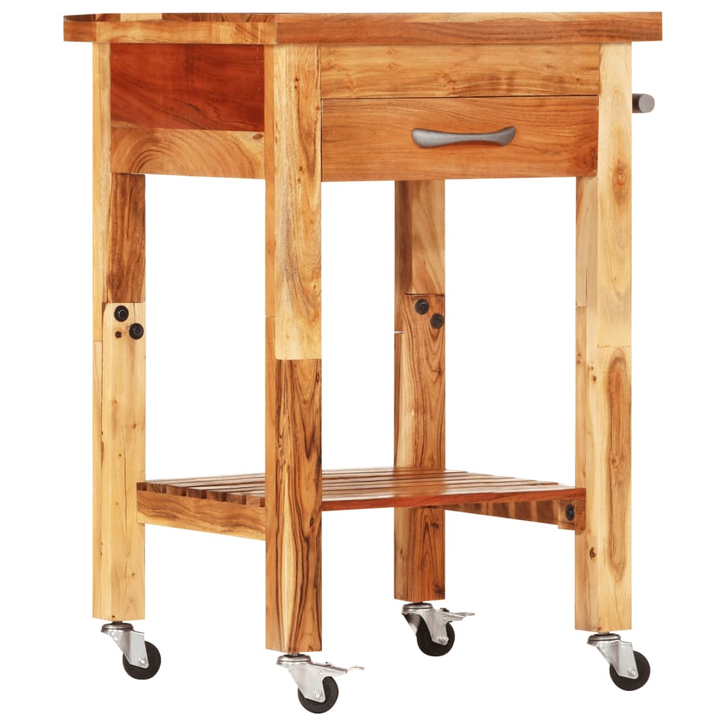 vidaXL Kitchen Trolley 21.7"x21.7"x35" Solid Wood Acacia