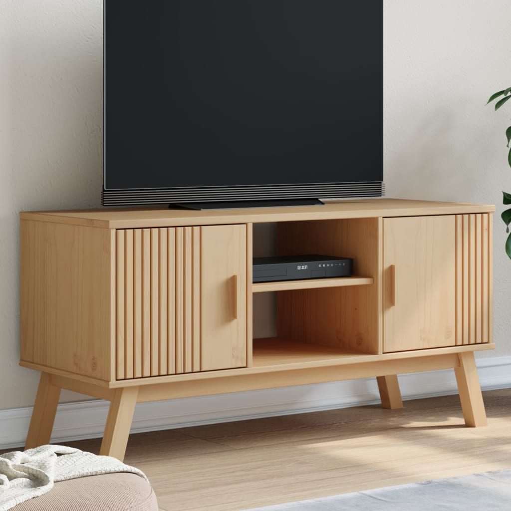 vidaXL TV Stand OLDEN Brown 44.9"x16.9"x22.4" Solid Wood Pine