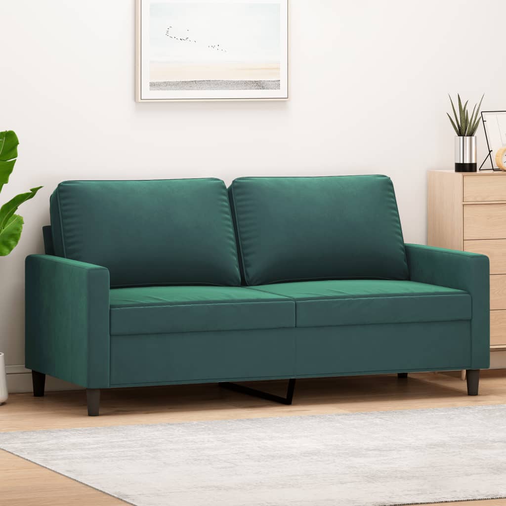 vidaXL 2-Seater Sofa Dark Green 55.1" Velvet