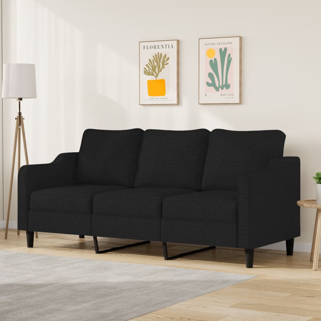 vidaXL 3-Seater Sofa Black 70.9" Fabric