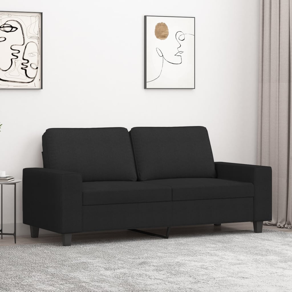 vidaXL 2-Seater Sofa Black 55.1" Fabric