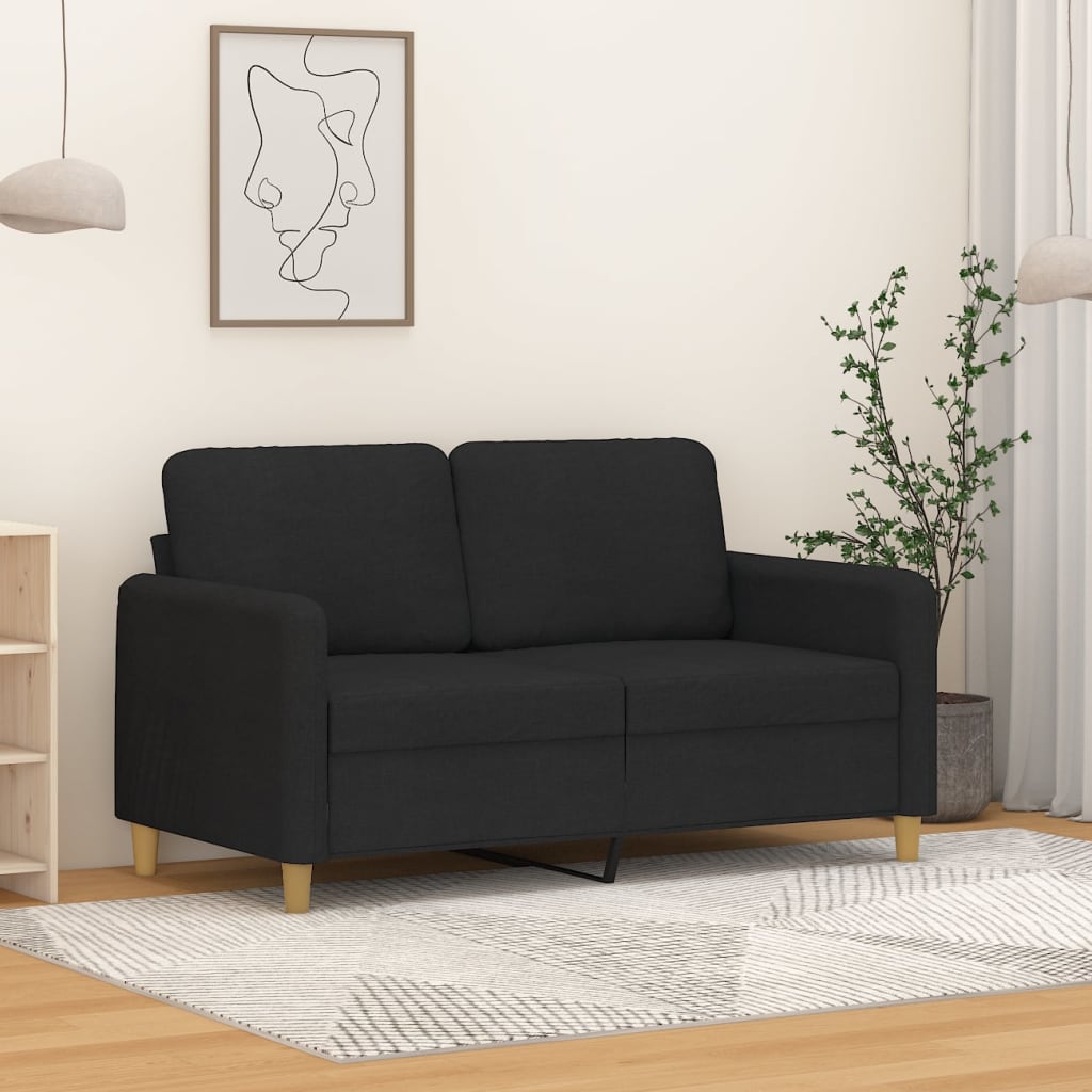 vidaXL 2-Seater Sofa Black 47.2" Fabric