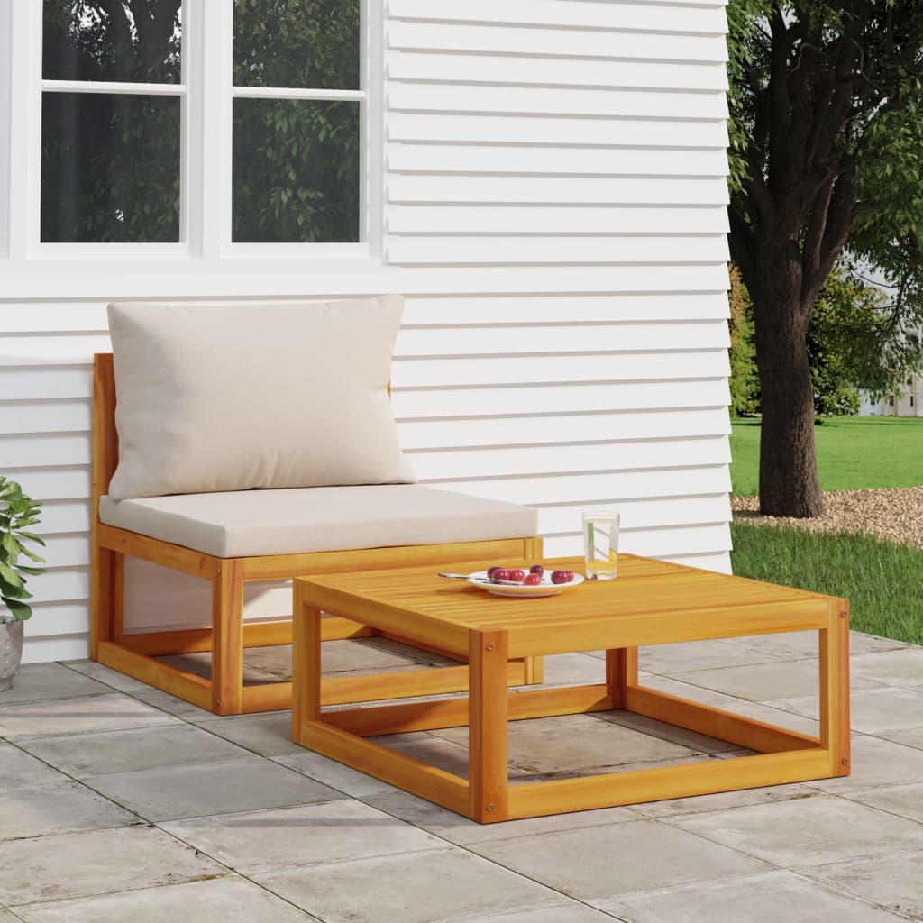 vidaXL 2 Piece Patio Sofa Set with Cushions Solid Wood Acacia