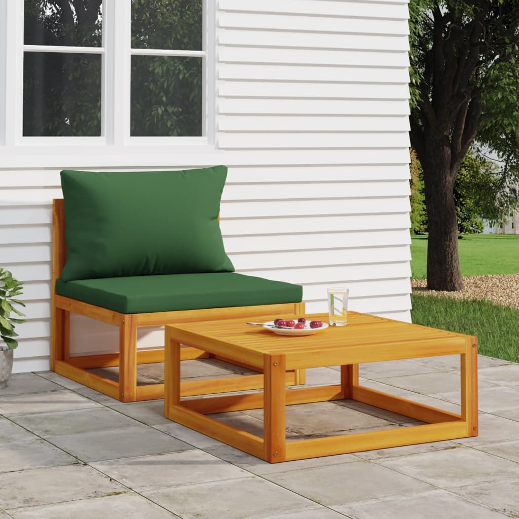 vidaXL 2 Piece Patio Sofa Set with Cushions Solid Wood Acacia