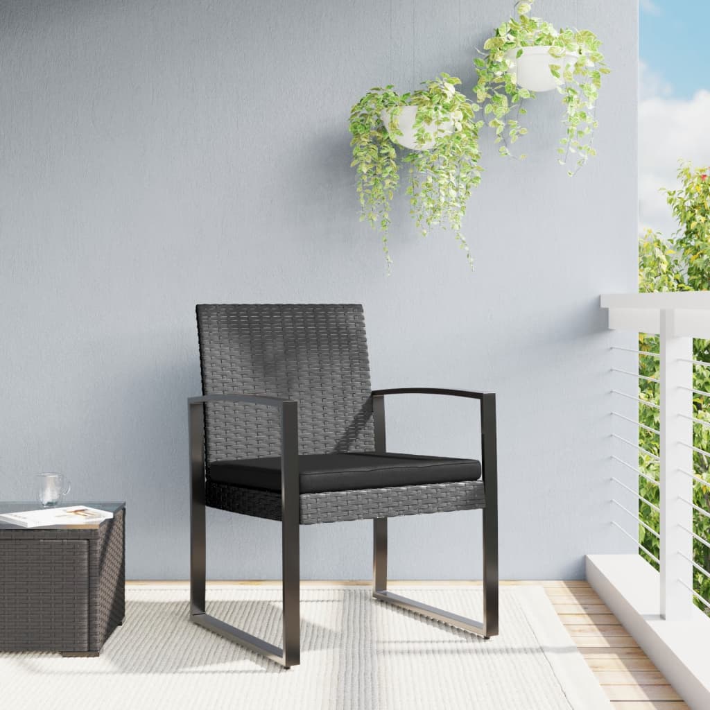 vidaXL Patio Dining Chairs 2 pcs Dark Gray PP Rattan