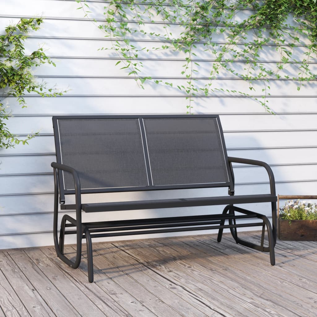 vidaXL Garden Glider Bench Black 47.4"x29.9"x34.1" Textilene&Steel