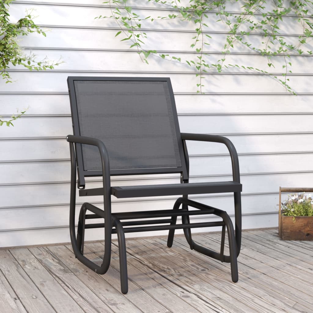 vidaXL Garden Glider Chair Black 24"x29.9"x34.3" Textilene&Steel