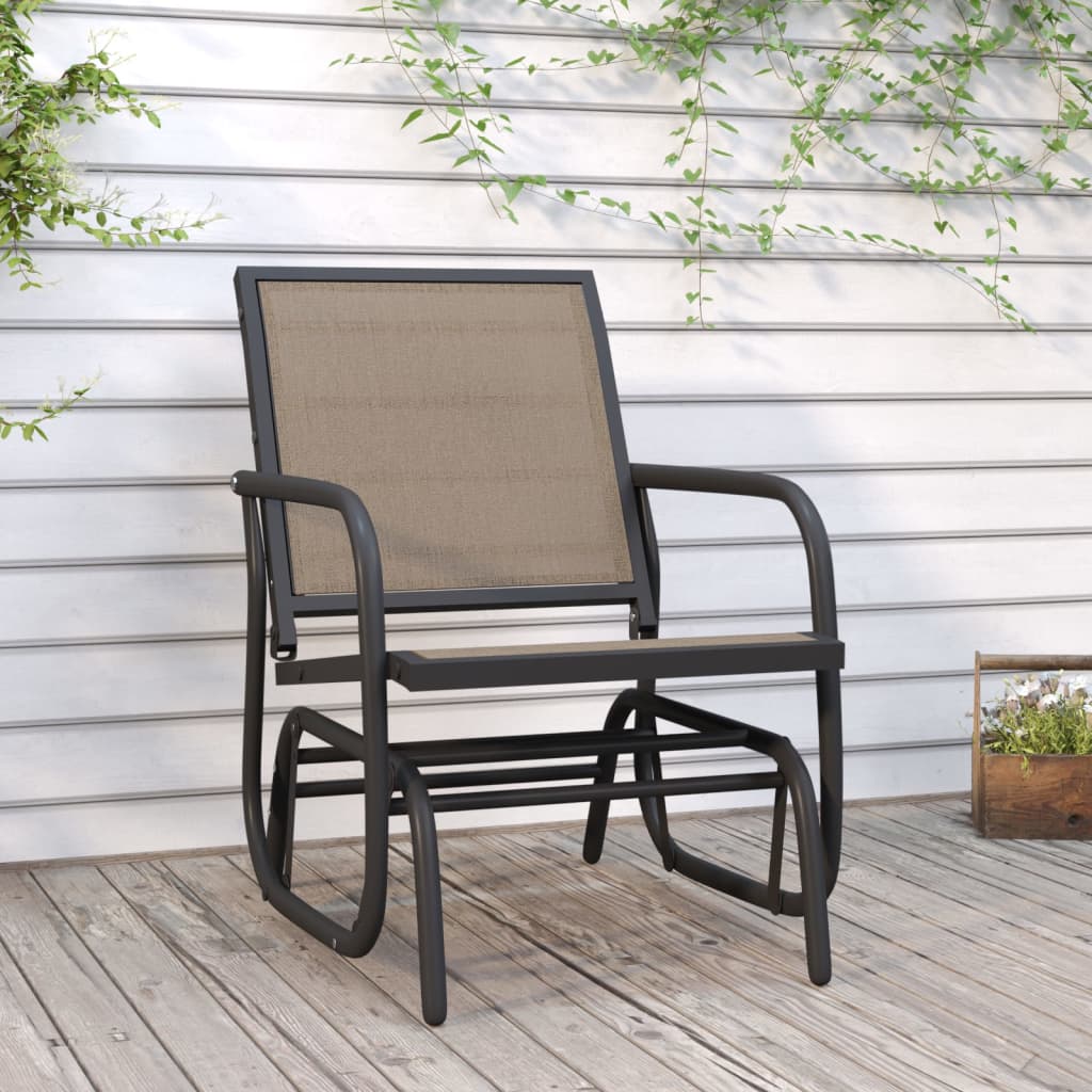 vidaXL Garden Glider Chair Brown 24"x29.9"x34.3" Textilene&Steel