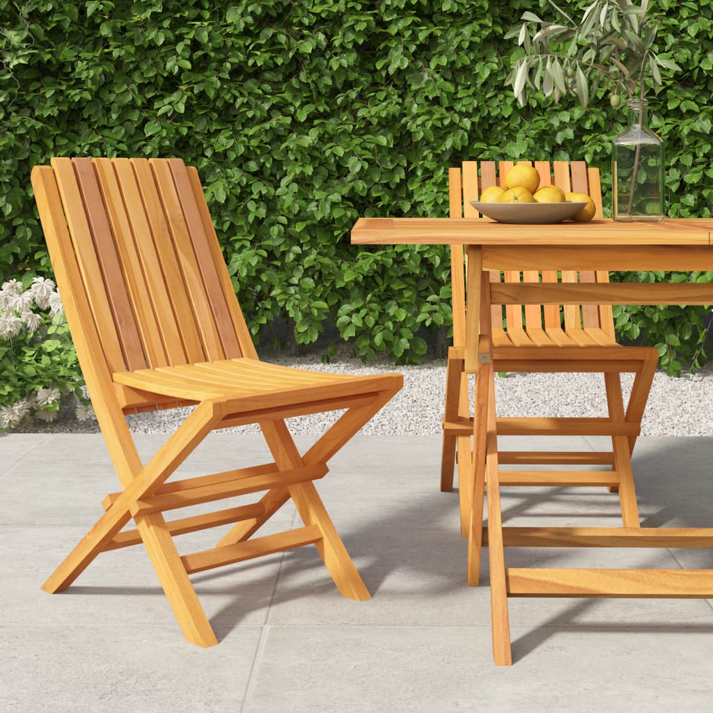 vidaXL Folding Patio Chairs 2 pcs 18.5"x18.5"x35" Solid Wood Teak