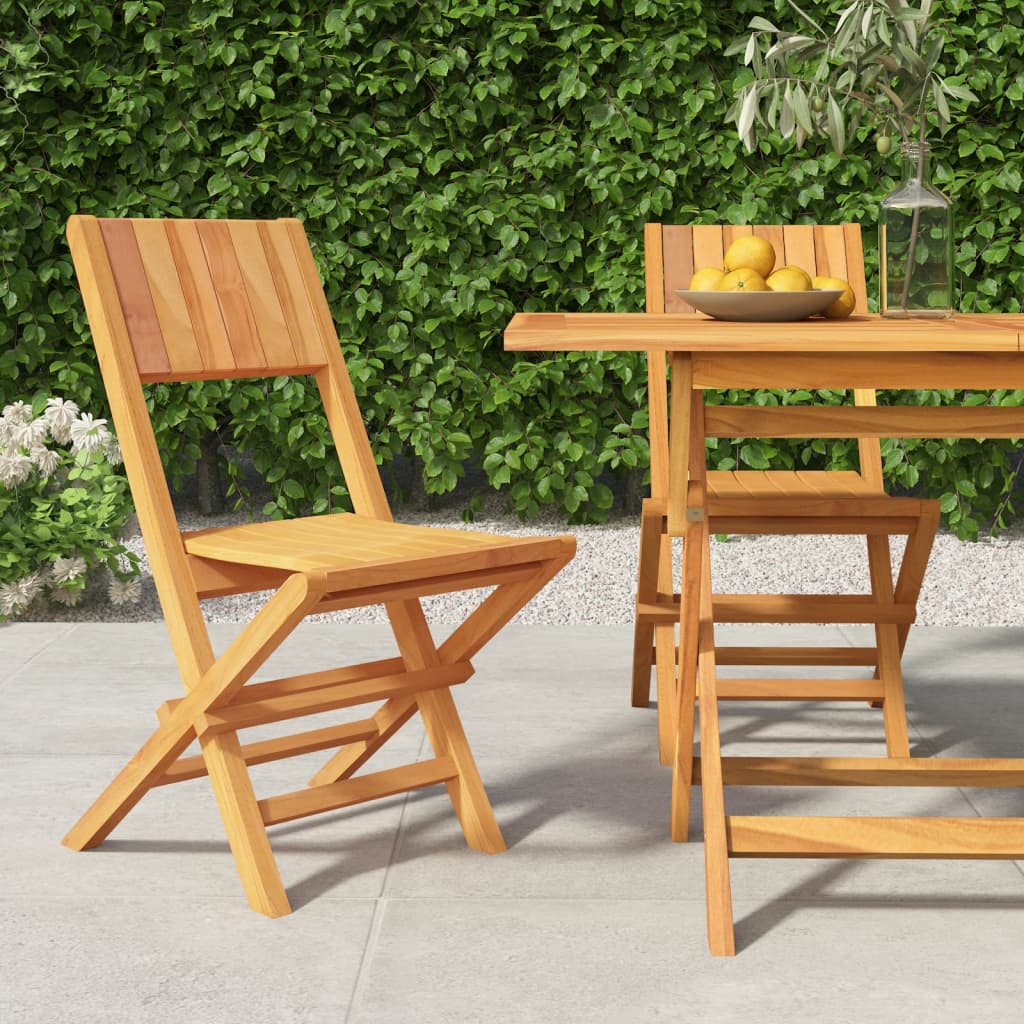 vidaXL Folding Patio Chairs 2 pcs 18.5"x24"x35.4" Solid Wood Teak