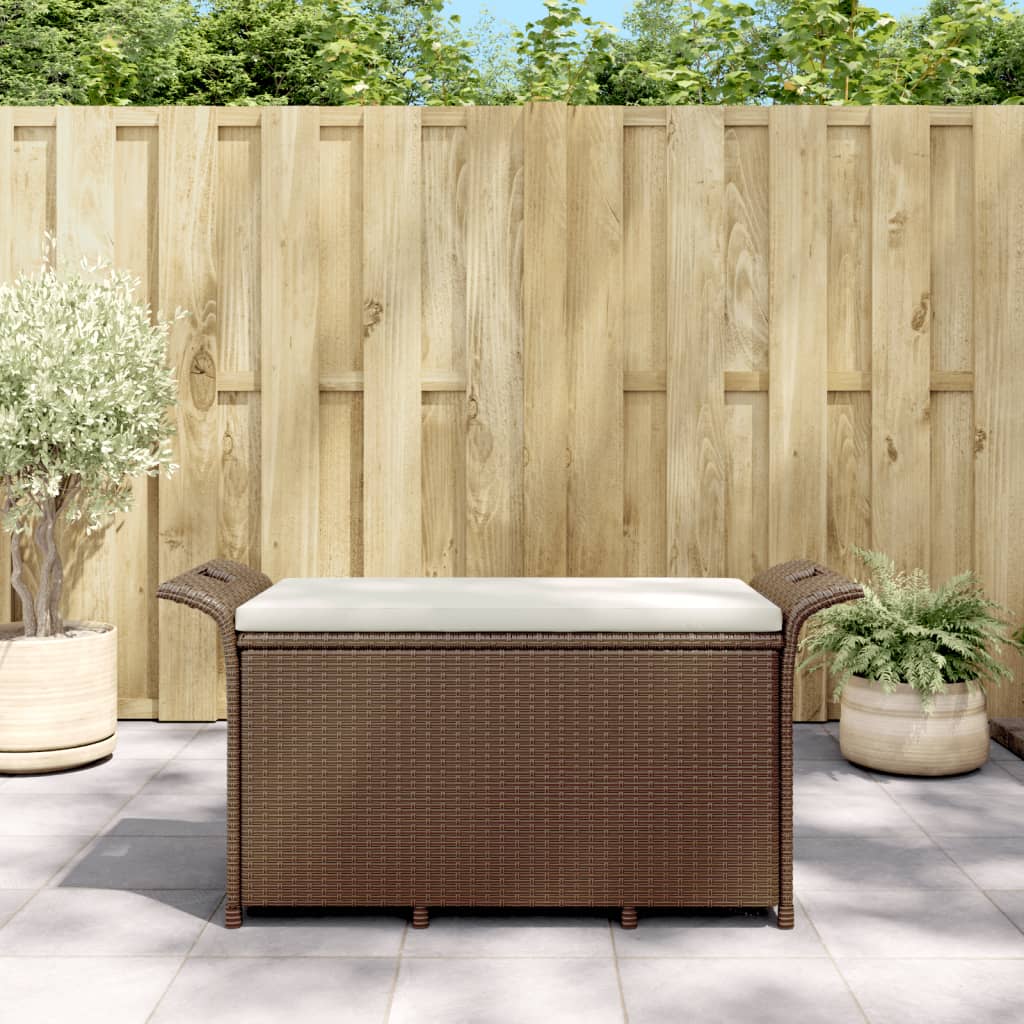 vidaXL Patio Bench with Cushion Brown 45.7"x18.1"x22.4" Poly Rattan