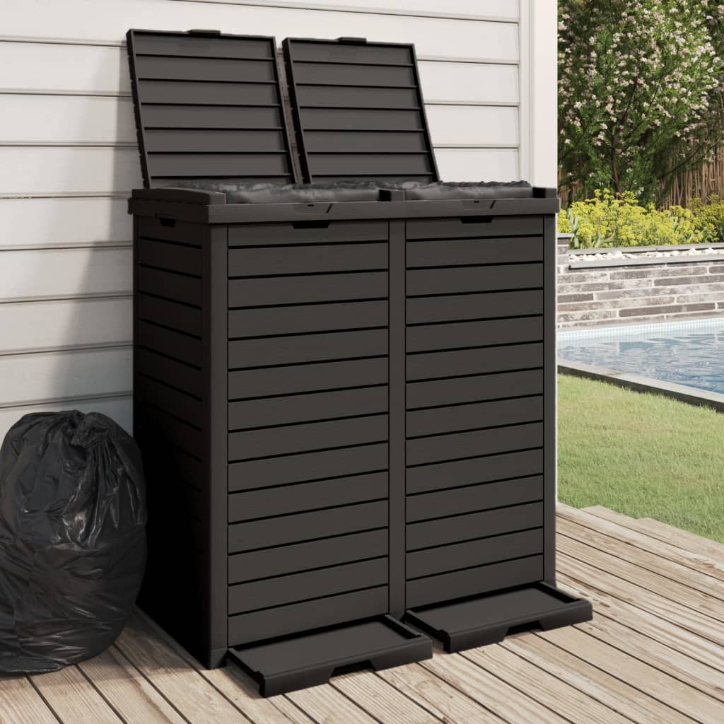 vidaXL Outdoor Garbage Bin Black 30.7"x16.1"x33.9" Polypropylene