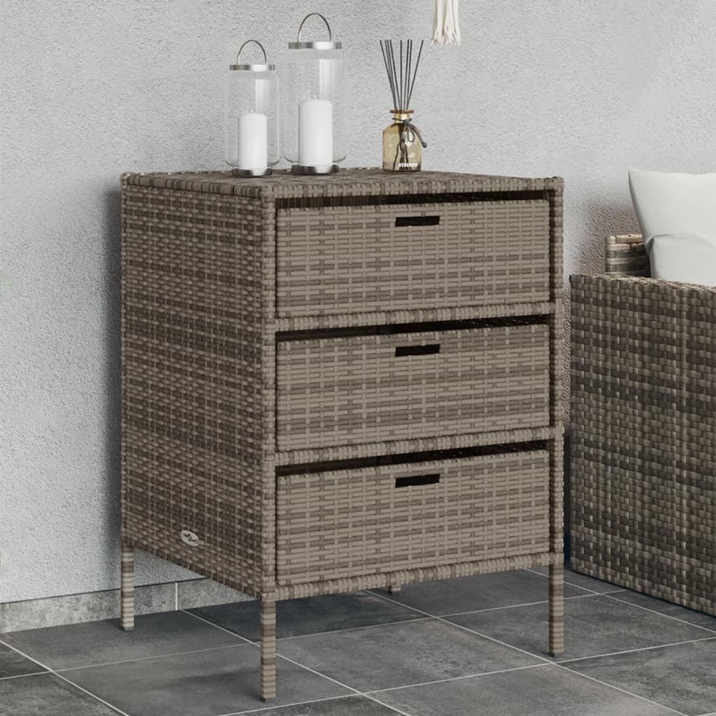 vidaXL Patio Storage Cabinet Gray 21.7"x23.2"x31.5" Poly Rattan