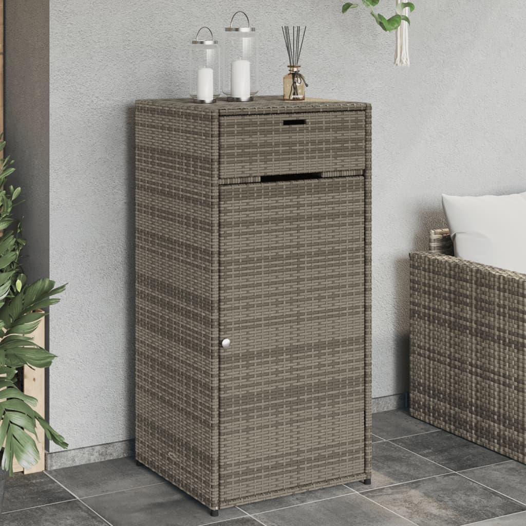 vidaXL Patio Storage Cabinet Gray 21.7"x21.7"x43.7" Poly Rattan