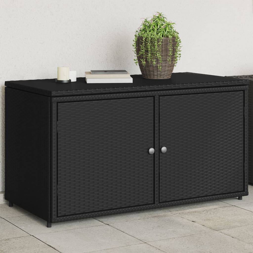 vidaXL Patio Storage Cabinet Black 43.3"x21.7"x23.8" Poly Rattan