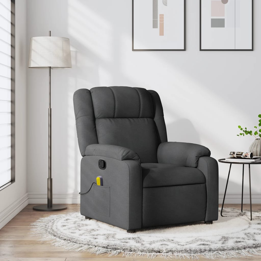 vidaXL Massage Recliner Chair Dark Gray Fabric