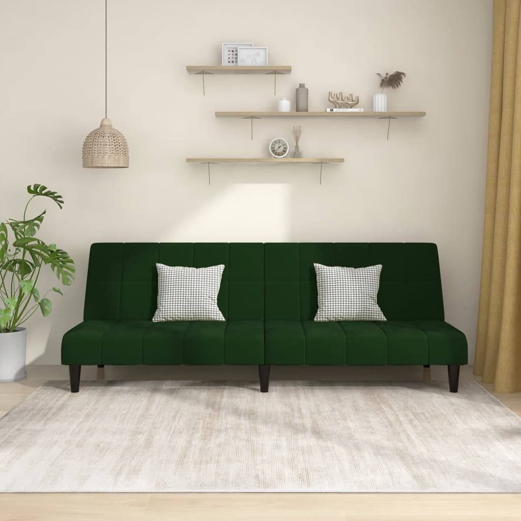 vidaXL 2-Seater Sofa Bed Dark Green Velvet