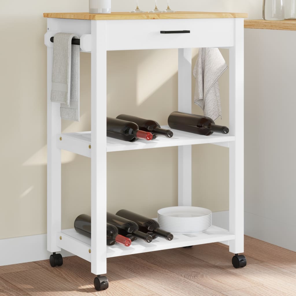 vidaXL Kitchen Trolley MONZA 23.6"x15.7"x35.4" Solid Wood Pine