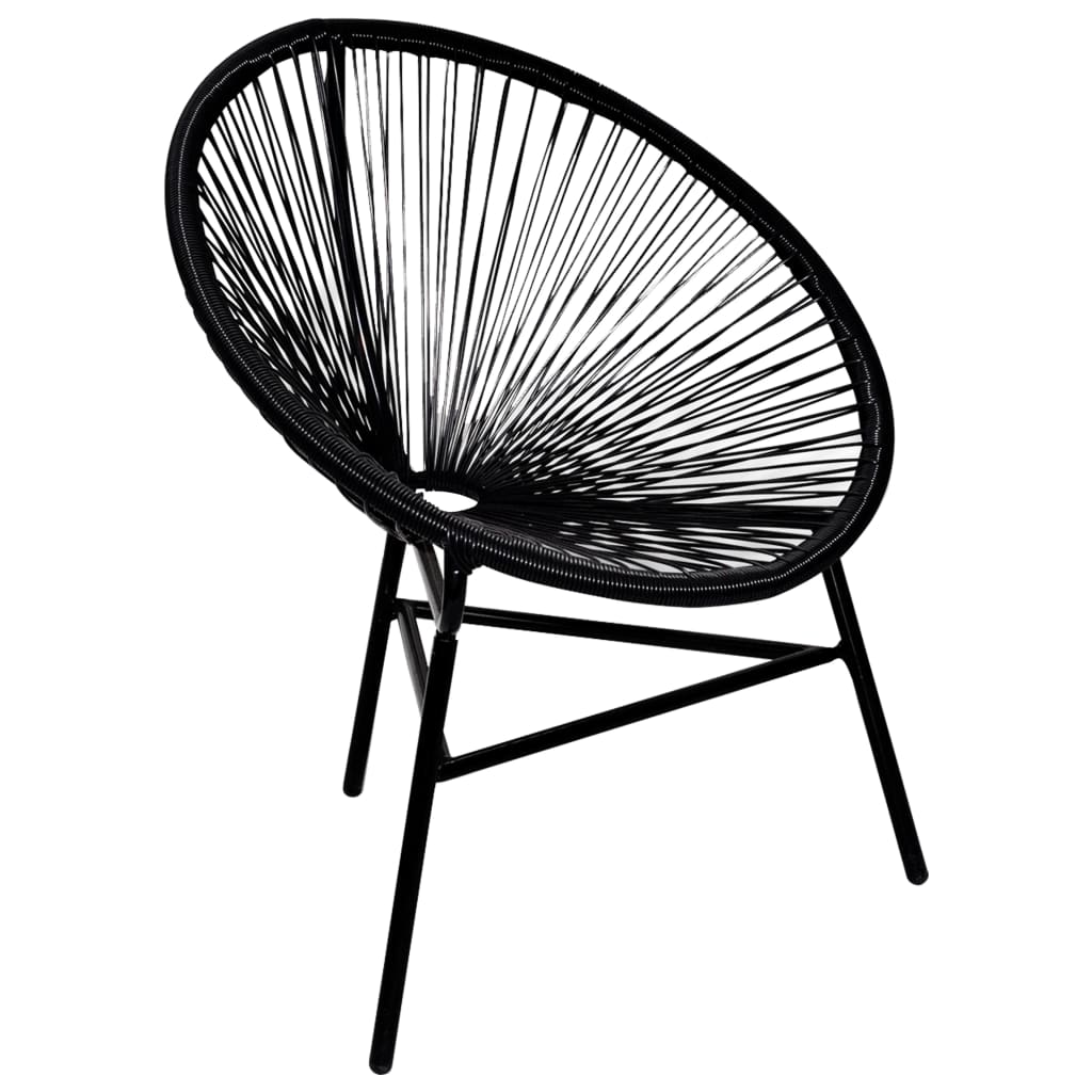 vidaXL Patio Moon Chair Poly Rattan Black