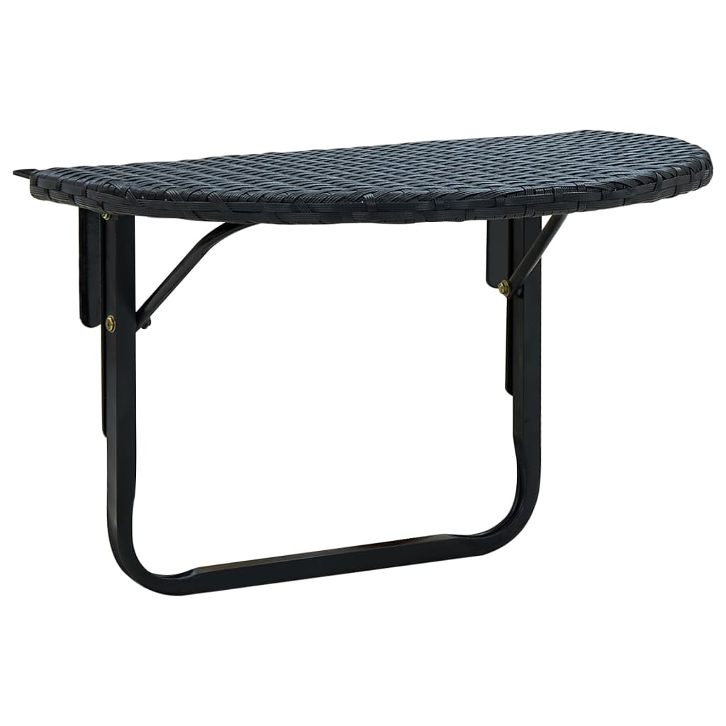 vidaXL Balcony Table 23.6"x23.6"x12.5" Black Poly Rattan