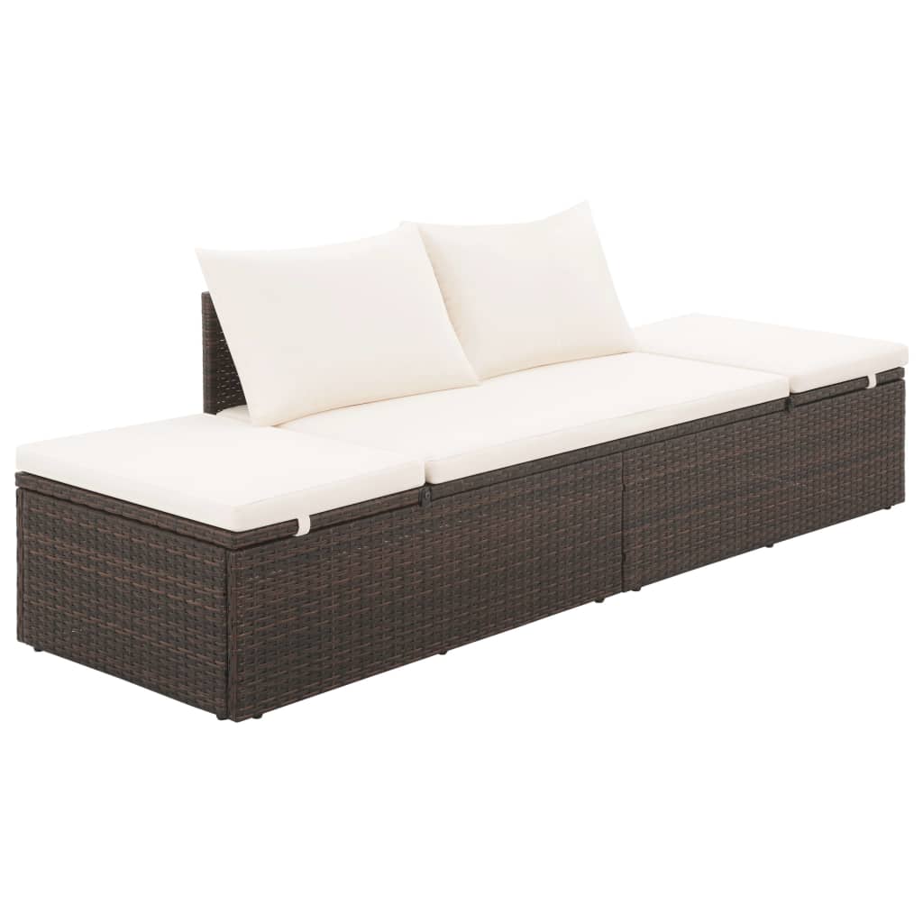 vidaXL Patio Bed Brown 76.8"x23.6" Poly Rattan