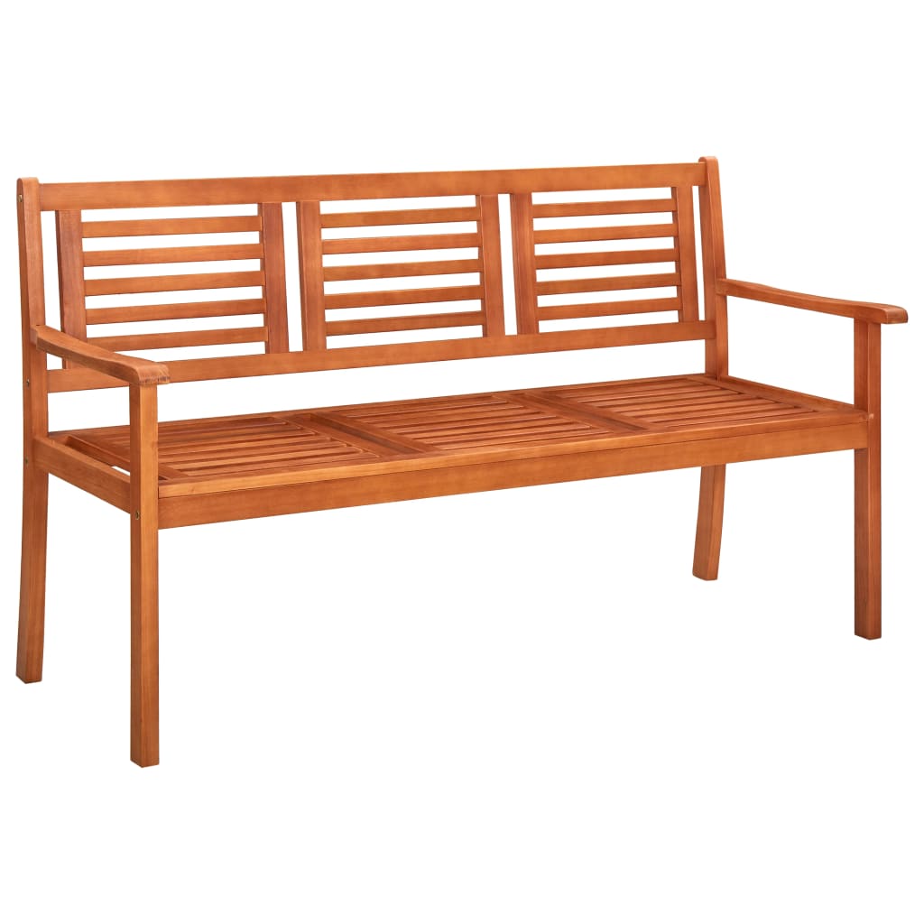 vidaXL 3-Seater Patio Bench 59.1" Solid Wood Eucalyptus