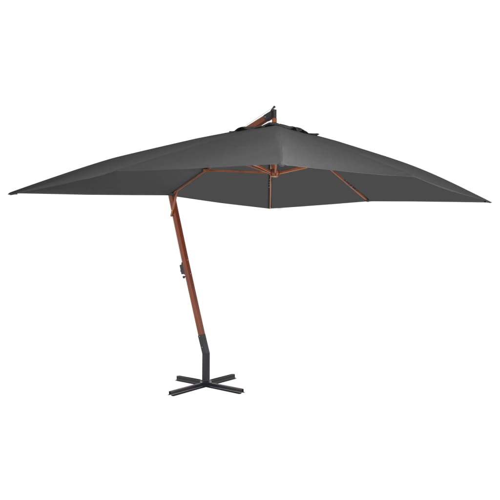 vidaXL Cantilever Umbrella with Wooden Pole 157.5"x118.1" Anthracite