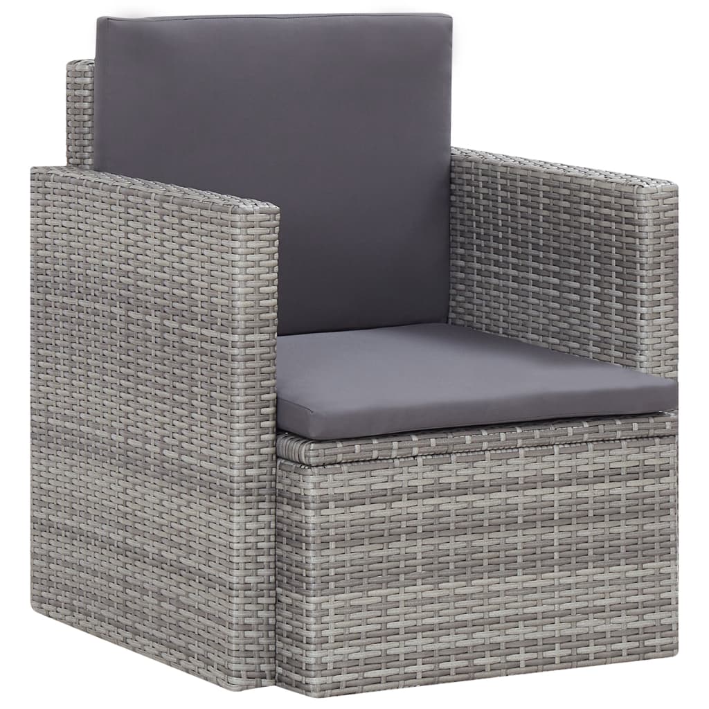 vidaXL Patio Chair with Cushions Poly Rattan Gray