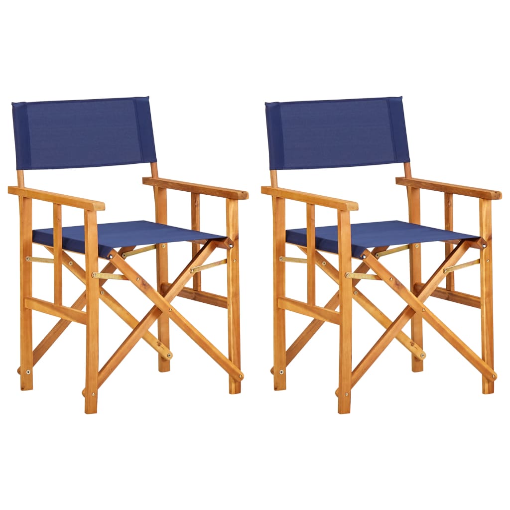 vidaXL Director's Chairs 2 pcs Solid Acacia Wood Blue