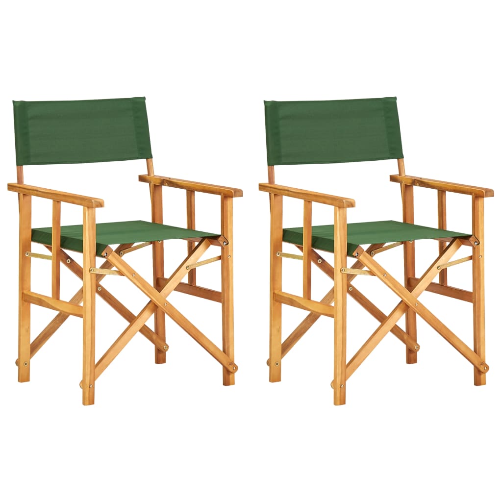 vidaXL Director's Chairs 2 pcs Solid Acacia Wood Green