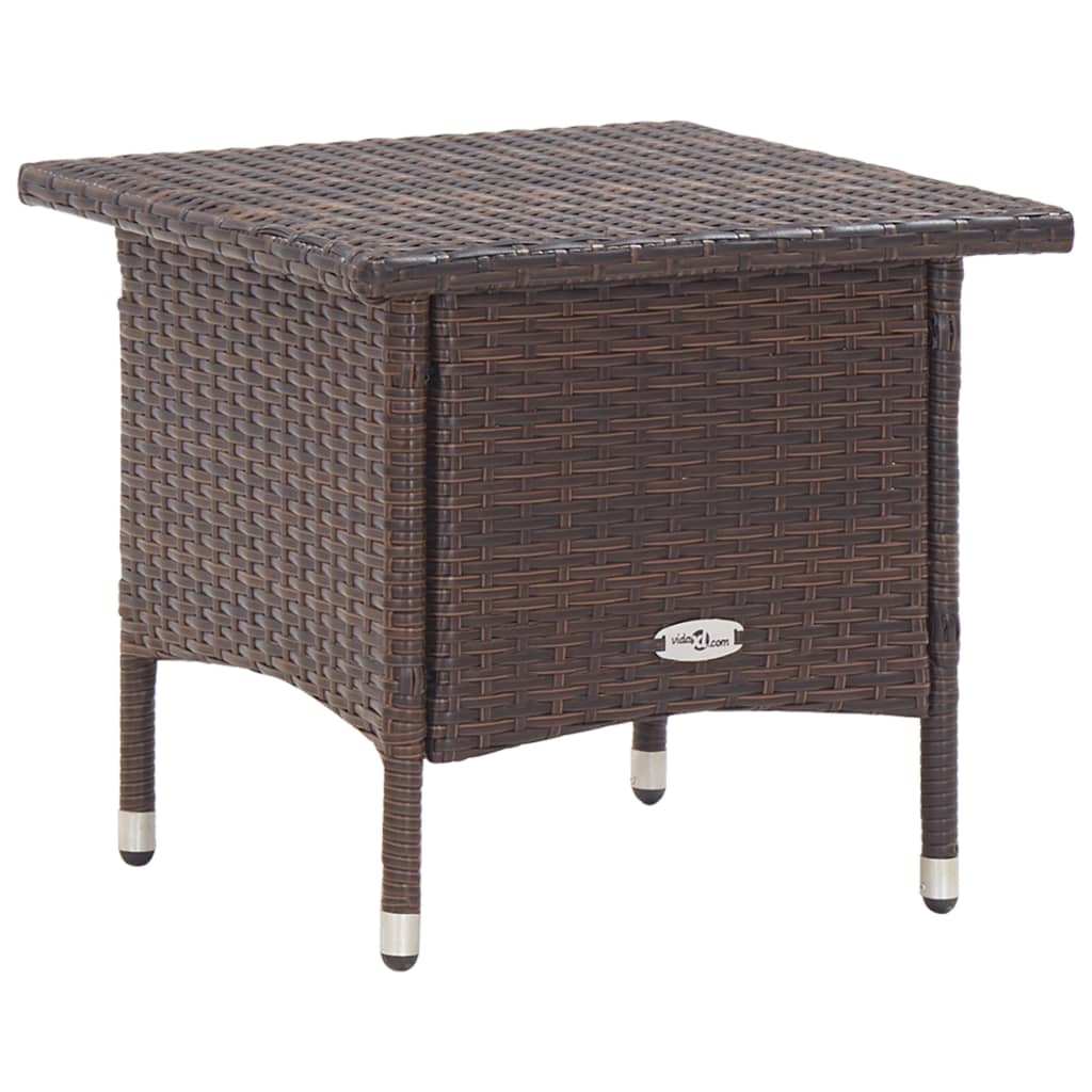 vidaXL Tea Table Brown 19.7"x19.7"x18.5" Poly Rattan