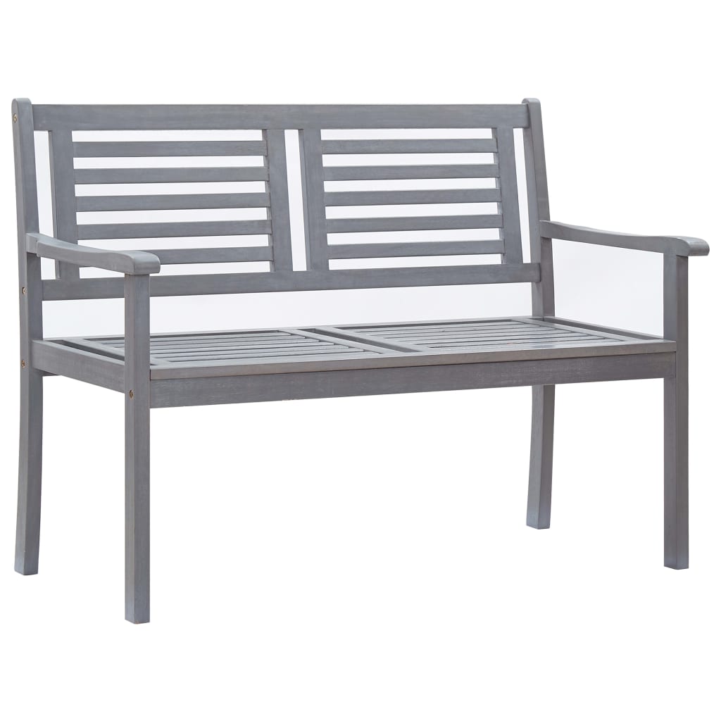 vidaXL 2-Seater Patio Bench 47.2" Gray Solid Wood Eucalyptus