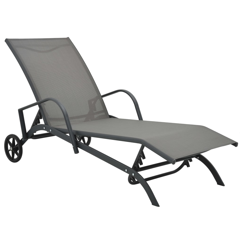 vidaXL Sun Lounger Steel and Textilene