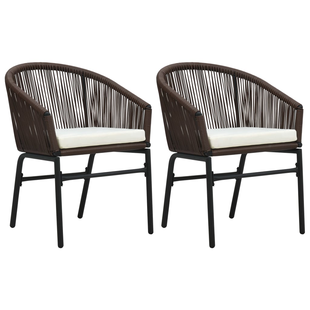 vidaXL Patio Chairs 2 pcs Brown PE Rattan