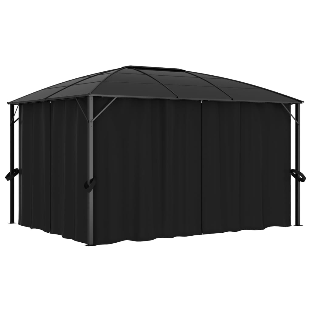 vidaXL Gazebo with Curtains 157.5"x118.1"x104.3" Anthracite