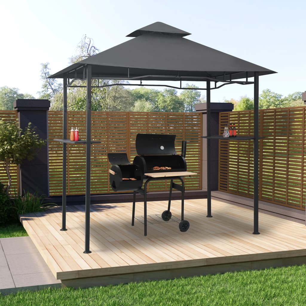 vidaXL BBQ Gazebo 7.9'x4.9'x8.4' Anthracite Steel