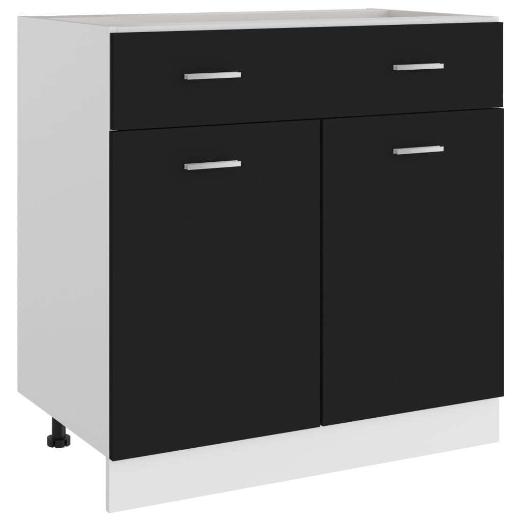 vidaXL Drawer Bottom Cabinet Black 31.5"x18.1"x32.1" Engineered Wood