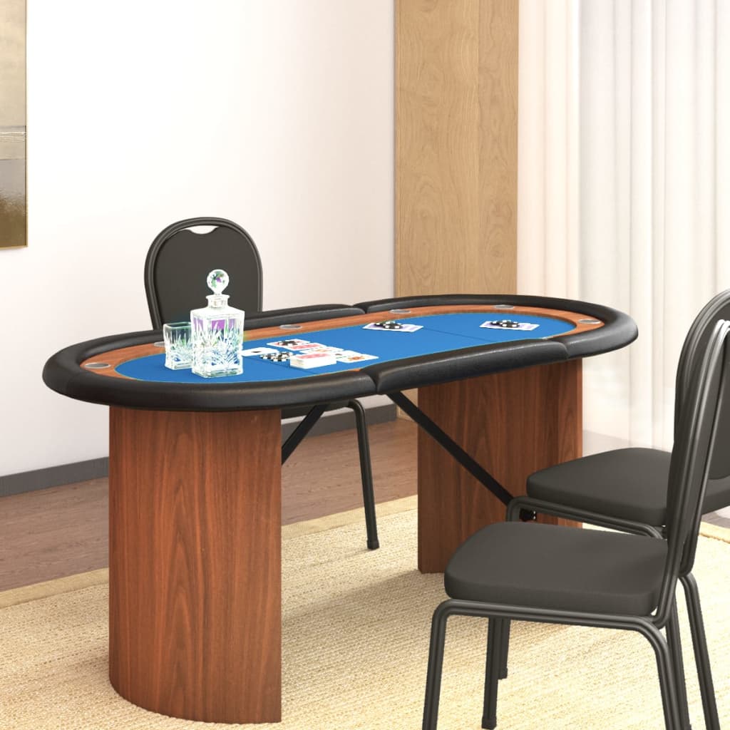 vidaXL 10-Player Poker Table Blue 63"x31.5"x29.5"