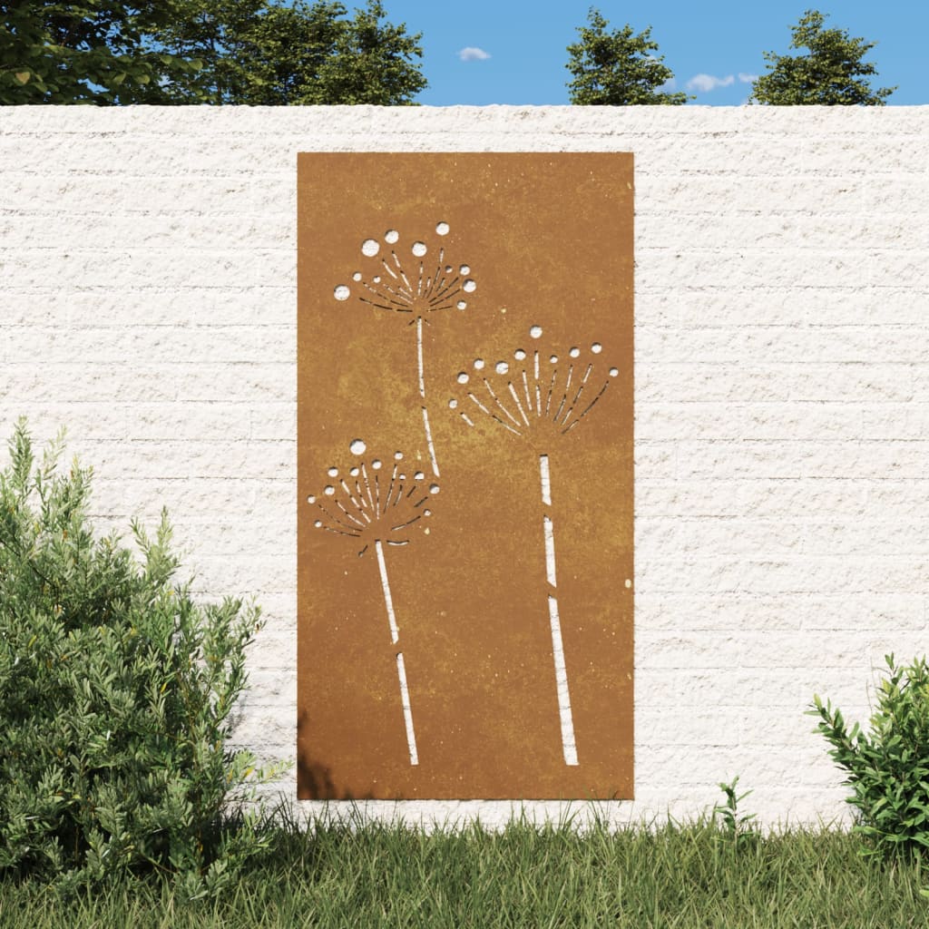 vidaXL Patio Wall Decoration 41.3"x21.7" Corten Steel Flower Design