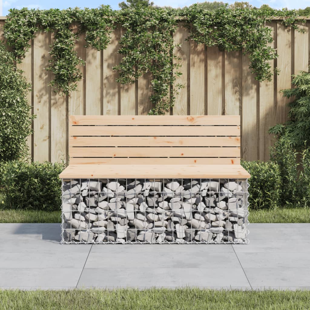 vidaXL Patio Bench Gabion Design 40.6"x27.6"x25.6" Solid Wood Pine