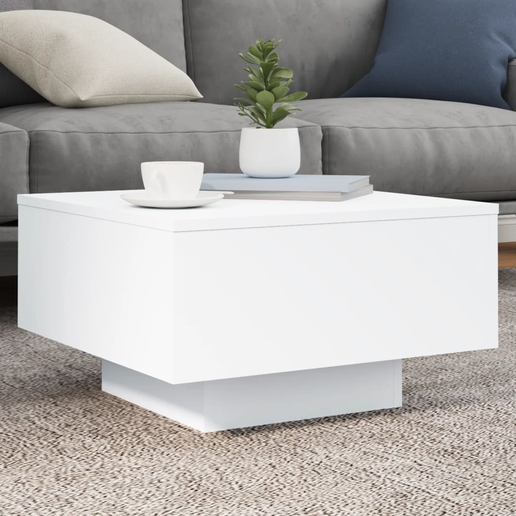 vidaXL Coffee Table White 21.7"x21.7"x12.2" Engineered Wood