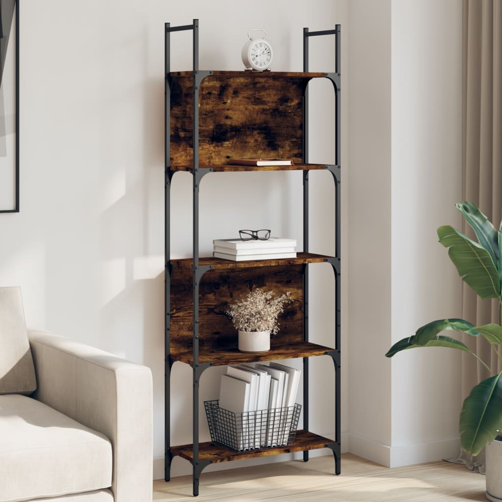 vidaXL Bookshelf 5-Tier Smoked Oak 23.8"x9.4"x65.6" Engineered Wood