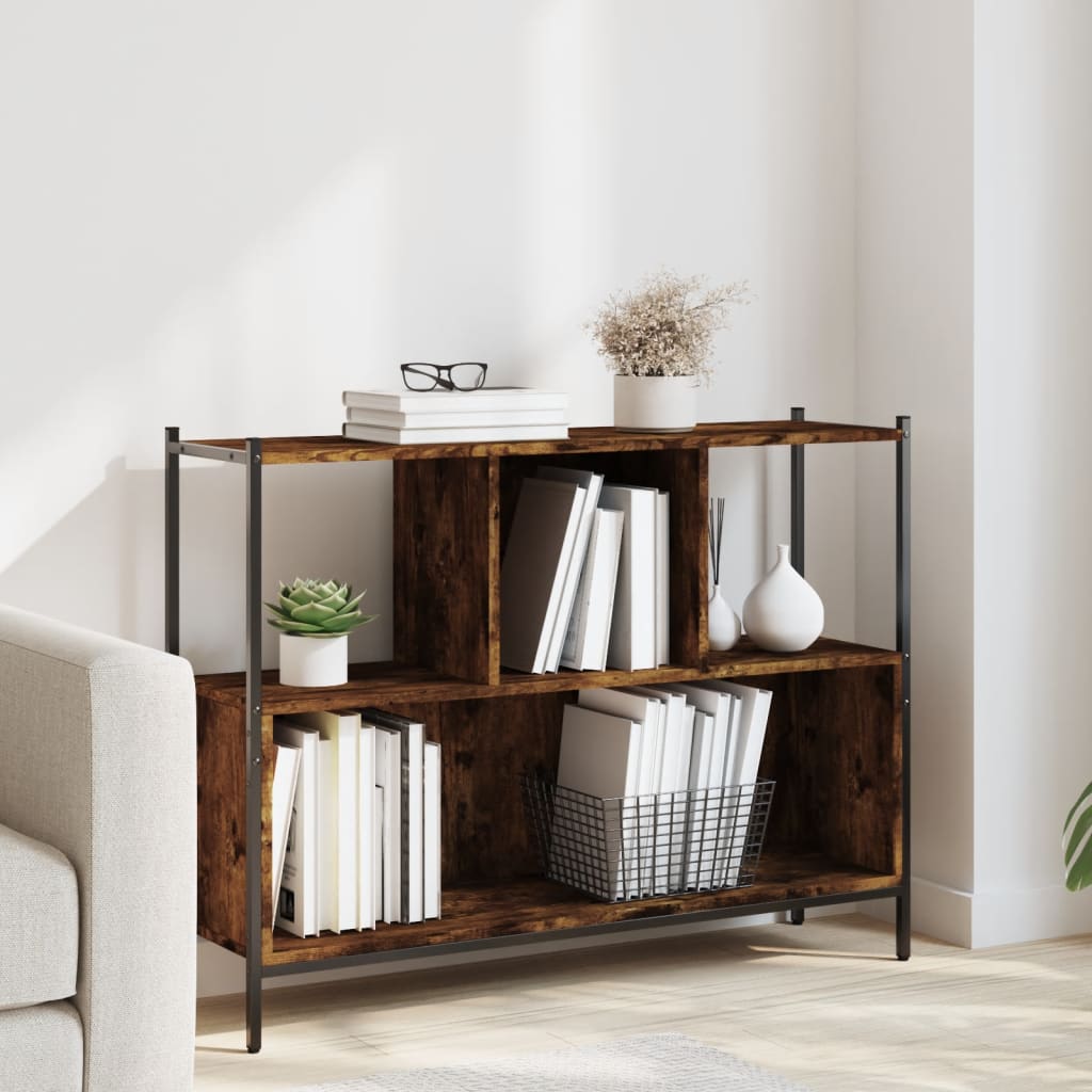 vidaXL Bookcase Smoked Oak 40.2"x11"x30.5" Engineered Wood