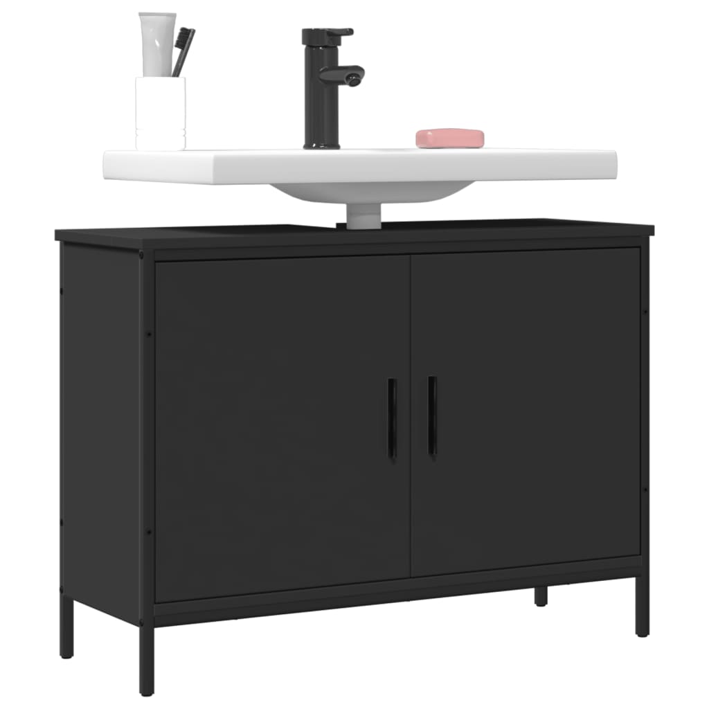 vidaXL Bathroom Sink Cabinet Black 31.5"x11.8"x23.6" Engineered Wood