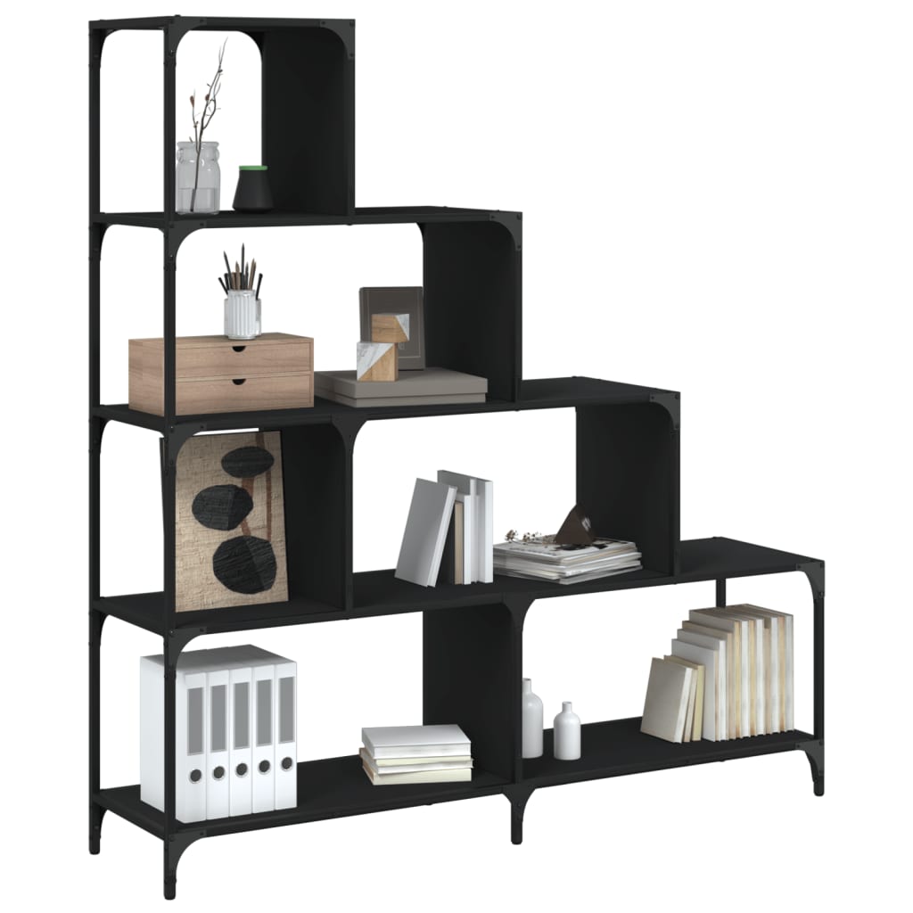 vidaXL Bookcase 4-Stair Black 54.7"x13.2"x58.7" Engineered Wood