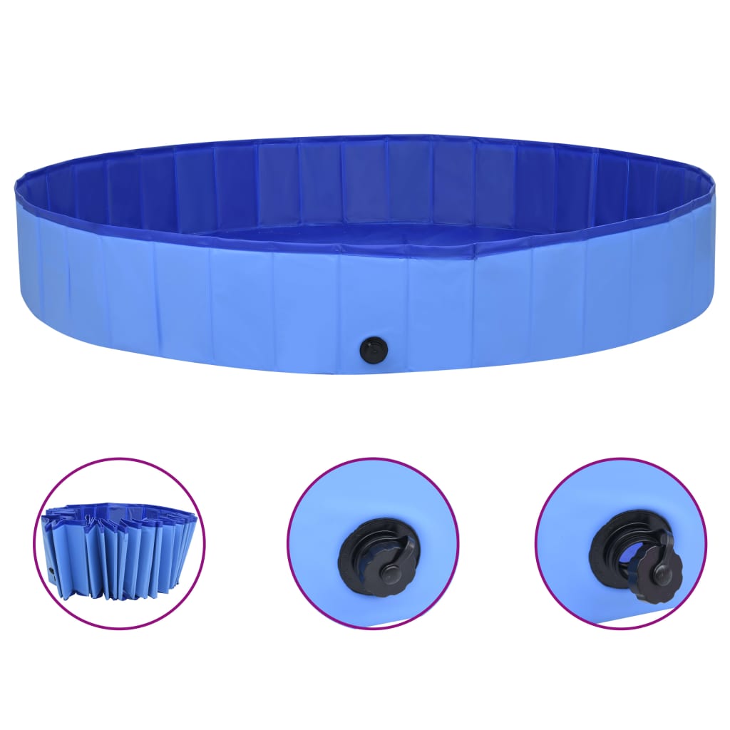 vidaXL Foldable Dog Swimming Pool Blue 118.1"x15.7" PVC