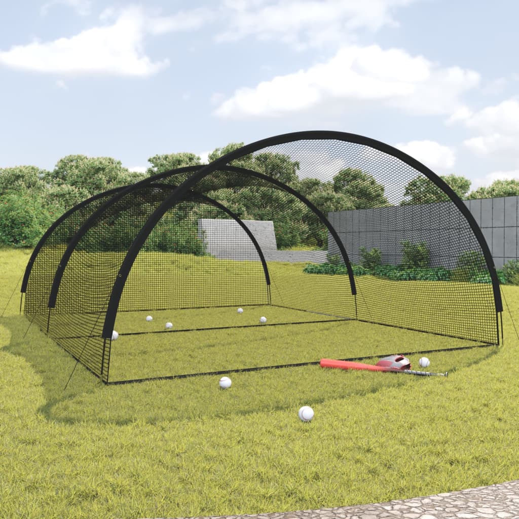 vidaXL Baseball Batting Cage Net Black 196.9"x157.5"x98.4" Polyester