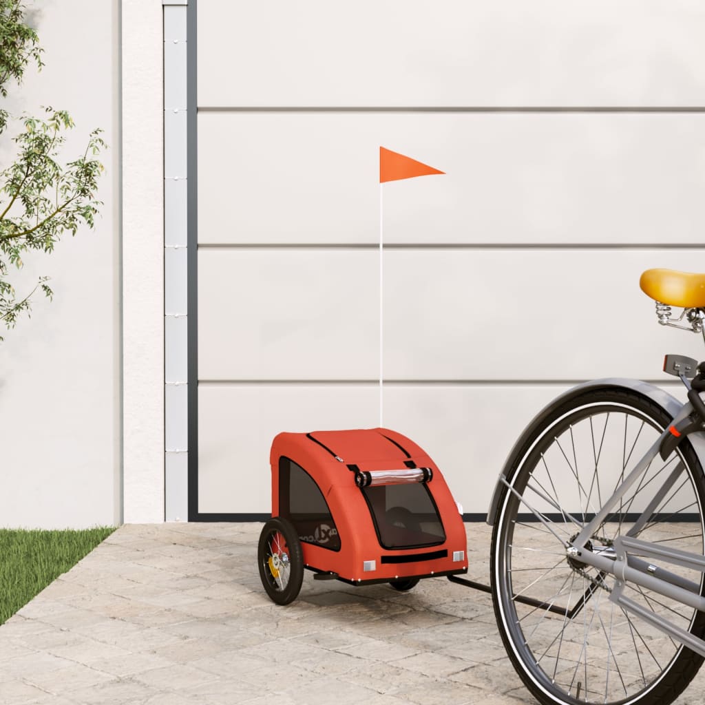 vidaXL Pet Bike Trailer Orange Oxford Fabric and Iron