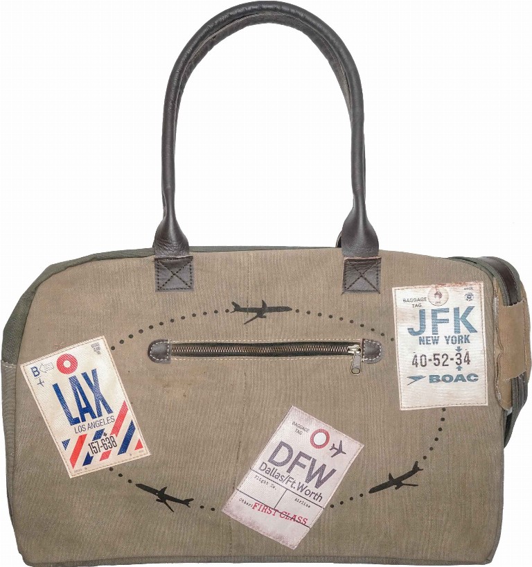 LAX/DFW/JFK Vintage Travel Tags Military Tent Travel Bag