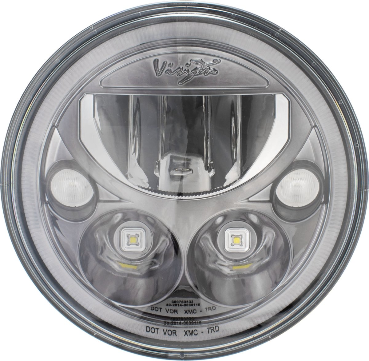 SINGLE 7IN ROUND VORTEX BLACK CHROME FACE LED HEADLIGHT W/ LOW-HIGH-HALO